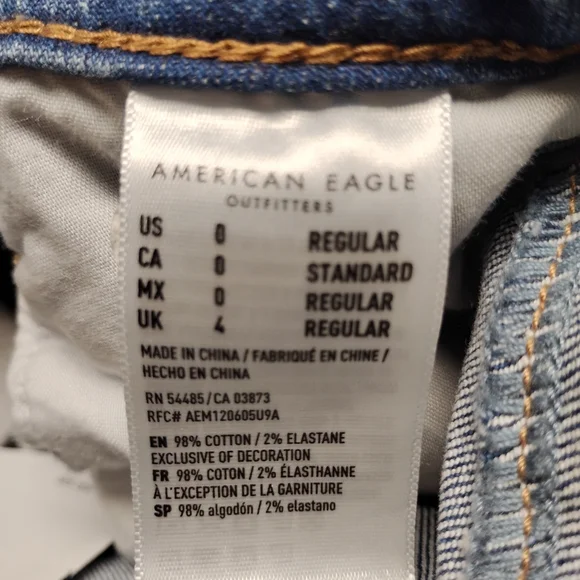 American Eagle Light Blue Ripped Jegging Super Stretch Jeans Size 0 25w - Picture 8 of 9